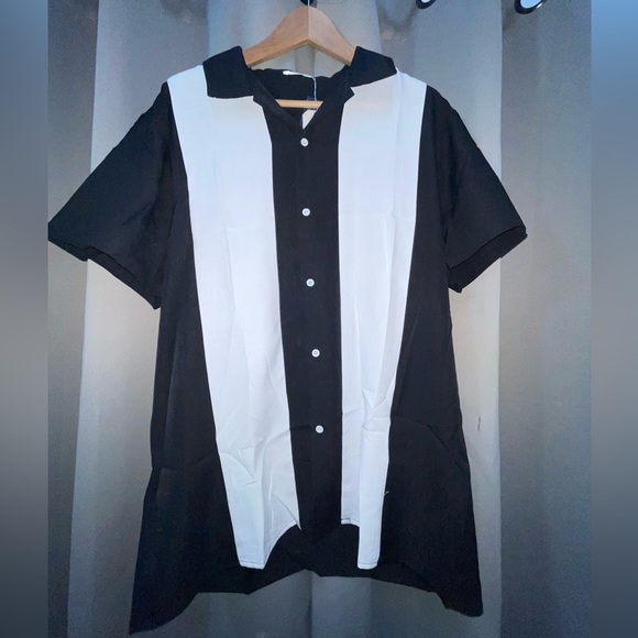 Coofandy NWT Retro Chic: Black and White Bowling Shirt - Picture 1 of 3